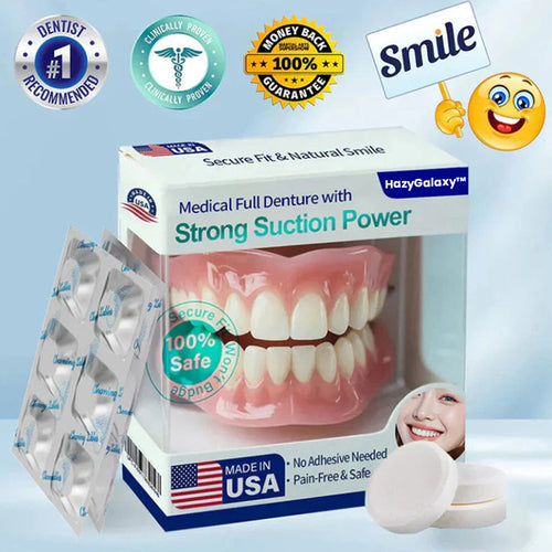 ✨Ends Today: 70% OFF!  ⏰HazyGalaxy TM Medical Full Denture with Strong Suction ✅  (Made and Shipped from the USA🍀)