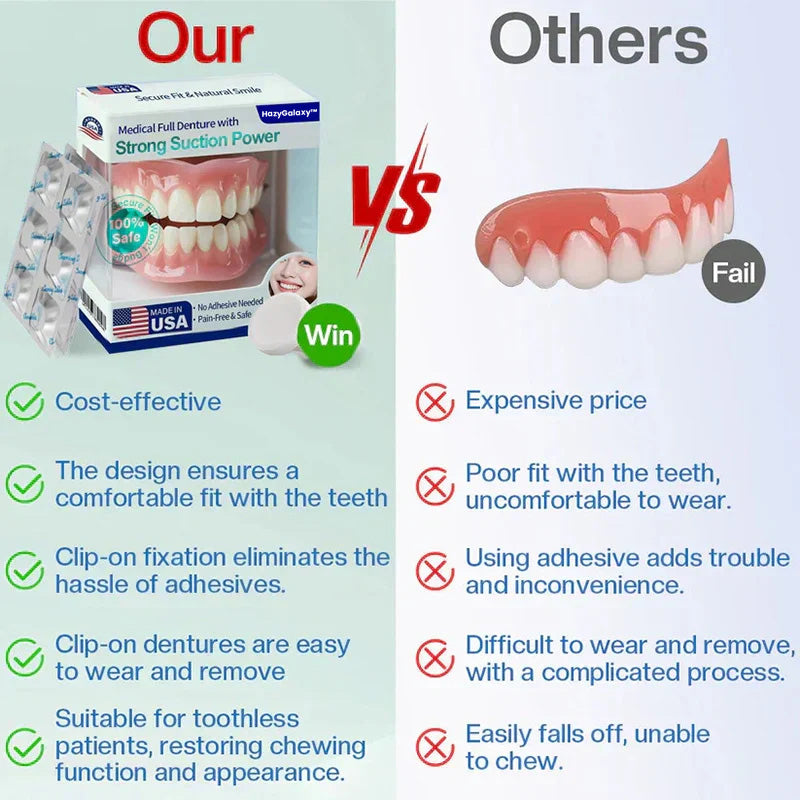 ✨Ends Today: 70% OFF!  ⏰HazyGalaxy TM Medical Full Denture with Strong Suction ✅  (Made and Shipped from the USA🍀)