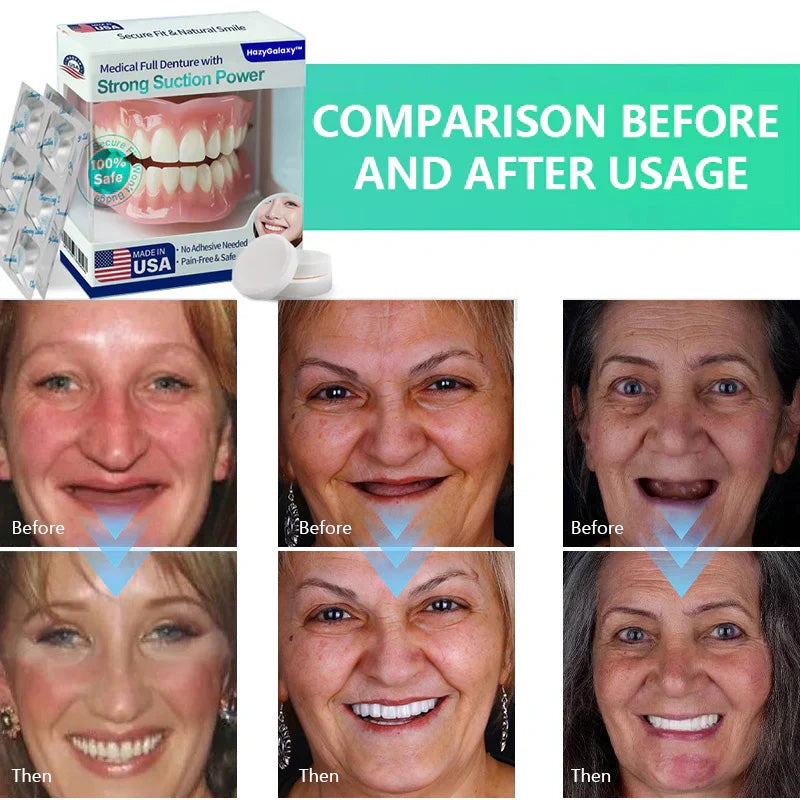 ✨Ends Today: 70% OFF!  ⏰HazyGalaxy TM Medical Full Denture with Strong Suction ✅  (Made and Shipped from the USA🍀)